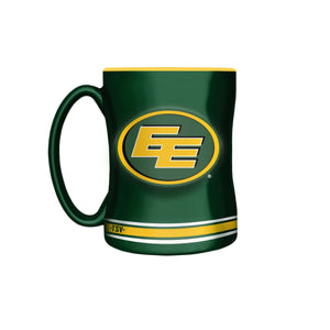 Edmonton Eskimos Primary Logo Yellow Green CFL Football 14oz Sculpted C-Handle Mug - Bleacher Bum Collectibles, Toronto Blue Jays, NHL , MLB, Toronto Maple Leafs, Hat, Cap, Jersey, Hoodie, T Shirt, NFL, NBA, Toronto Raptors