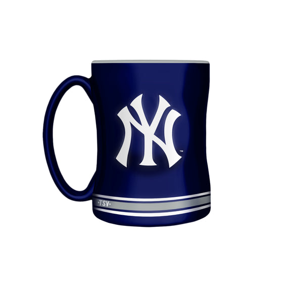 New York Yankees Primary Logo Blue White MLB Baseball 14oz Sculpted C-Handle Mug