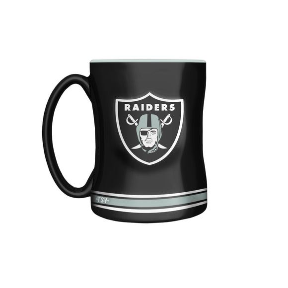 Las Vegas Raiders Primary Logo Black Silver NFL Football 14oz Sculpted C-Handle Mug