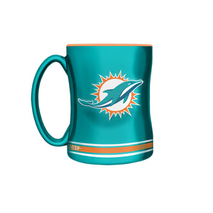 Miami Dolphins Primary Logo Teal Orange NFL Football 14oz Sculpted C-Handle Mug