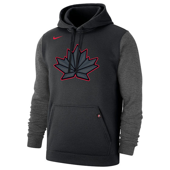 Men's Nike Black/Heathered Charcoal Hockey Canada Club Fleece Colorblock - Pullover Hoodie