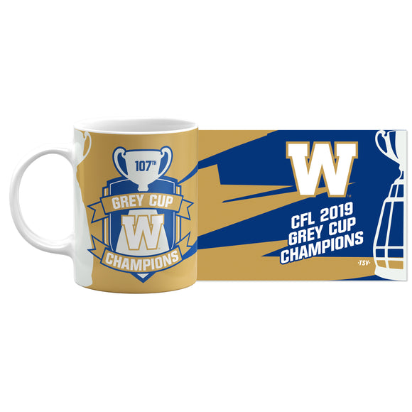 Winnipeg Blue Bombers 2019 Grey Cup Champions CFL Football 11oz C-Handle Coffee Mug - Bleacher Bum Collectibles, Toronto Blue Jays, NHL , MLB, Toronto Maple Leafs, Hat, Cap, Jersey, Hoodie, T Shirt, NFL, NBA, Toronto Raptors