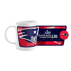 New England Patriots Super Bowl LIII Champions 15oz. C-Handle White Mug - Bleacher Bum Collectibles, Toronto Blue Jays, NHL , MLB, Toronto Maple Leafs, Hat, Cap, Jersey, Hoodie, T Shirt, NFL, NBA, Toronto Raptors