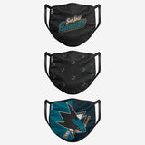 San Jose Sharks NHL Hockey Foco Pack of 3 Adult Face Covering Mask