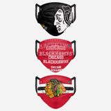 Chicago Blackhawks NHL Hockey Foco Pack of 3 Match Day Face Covering Mask
