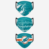 Men's Miami Dolphins NFL Football Foco Pack of 3 Match Day Face Covering Mask