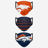 Men's Denver Broncos NFL Football Foco Pack of 3 Match Day Face Covering Mask