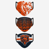 Men's Chicago Bears NFL Football Foco Pack of 3 Match Day Face Covering Mask