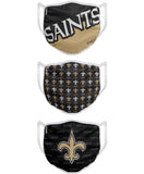 New Orleans Saints NFL Football Gametime Foco Pack of 3 Adult Face Covering Mask