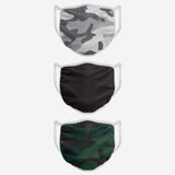 Camo Camouflaged Fashion Design Coloured Foco Pack of 3 Adult Face Covering Mask