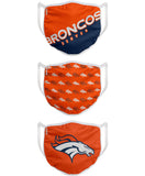Denver Broncos NFL Football Gametime Foco Pack of 3 Adult Face Covering Mask