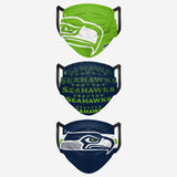 Men's Seattle Seahawks NFL Football Foco Pack of 3 Match Day Face Covering Mask