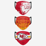 Men's Kansas City Chiefs NFL Football Foco Pack of 3 Match Day Face Covering Mask
