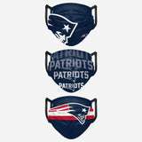 Men's New England Patriots NFL Football Foco Pack of 3 Match Day Face Covering Mask