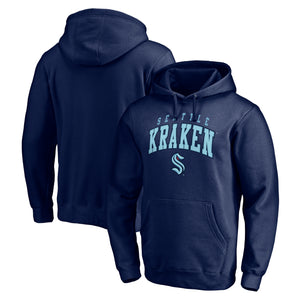 Men's Fanatics Branded Navy Seattle Kraken Faux Twill Navy Pullover Sweatshirt