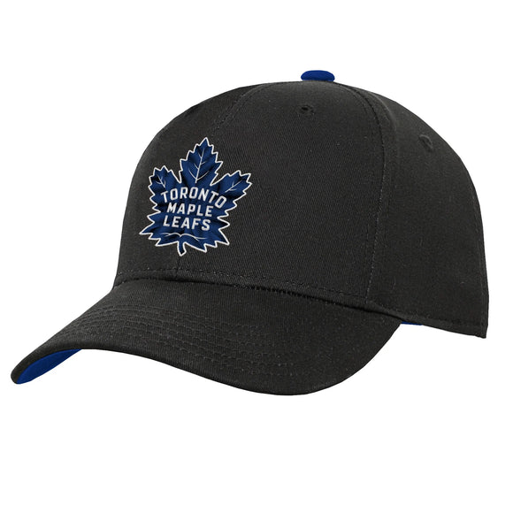 Kids Toronto Maple Leafs NHL Hockey 3rd Alternate Logo Black Pre-Curve Hat