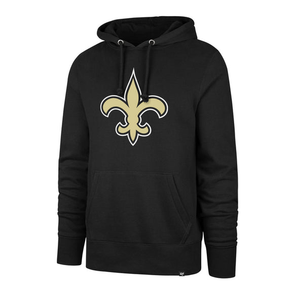 Men's New Orleans Saints NFL Football Imprint Headline Team Colour Logo Pullover Black Hoodie
