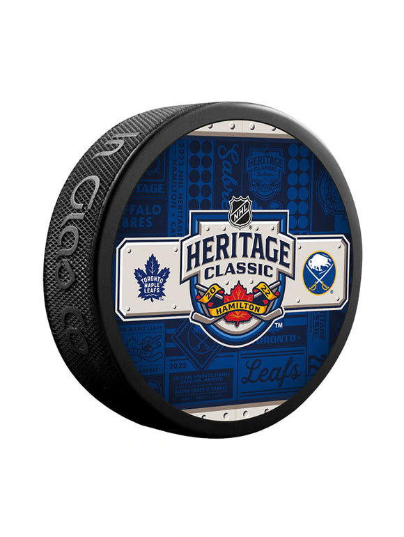2022 NHL Heritage Classic Match-Up Souvenir Collectors Puck Toronto Maple Leafs vs Buffalo Sabres