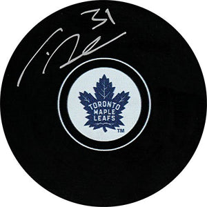 Frederik Andersen Toronto Maple Leafs Signed Autograph Model Hockey Puck - Bleacher Bum Collectibles, Toronto Blue Jays, NHL , MLB, Toronto Maple Leafs, Hat, Cap, Jersey, Hoodie, T Shirt, NFL, NBA, Toronto Raptors