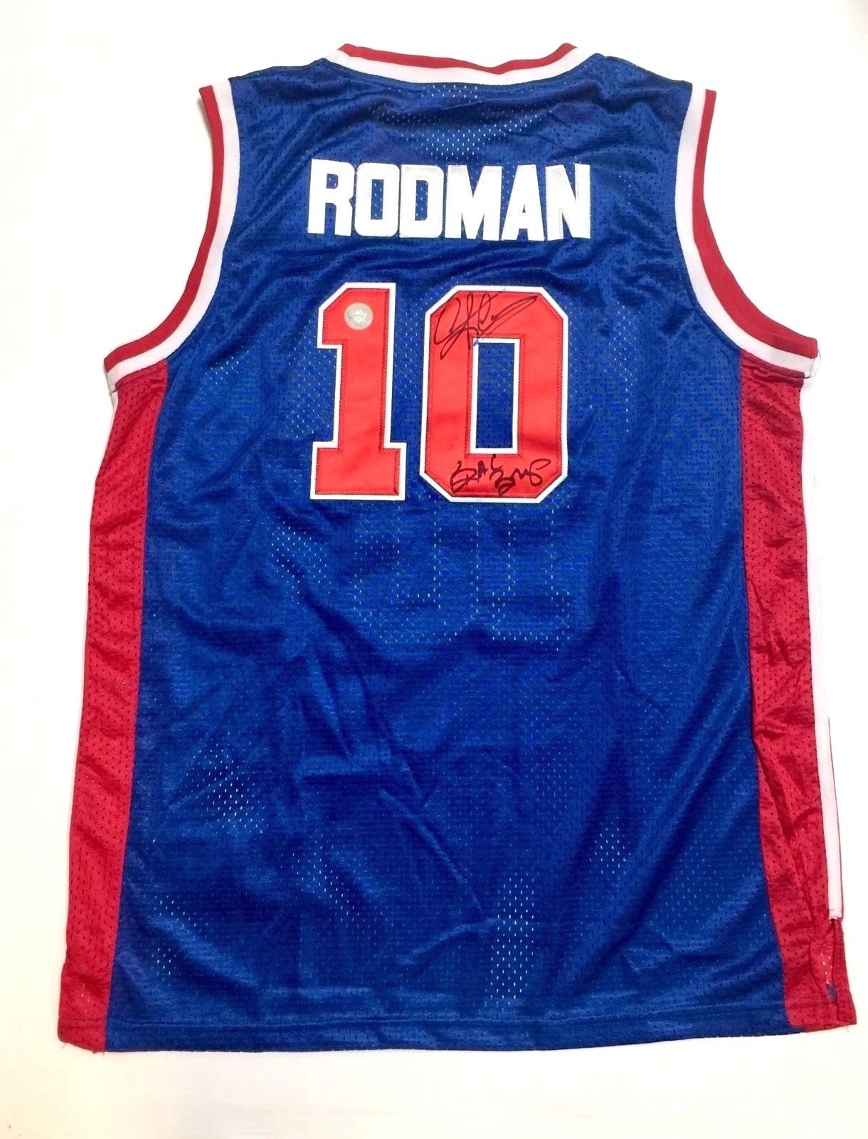 Autographed Detroit Pistons Dennis Rodman Fanatics Authentic Blue 1988-89  Mitchell & Ness Replica Jersey