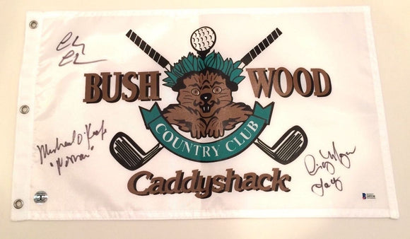 Caddyshack Signed Bushwood Country Club Golf Pin Flag W/Chevy Chase, Michael O'Keefe 