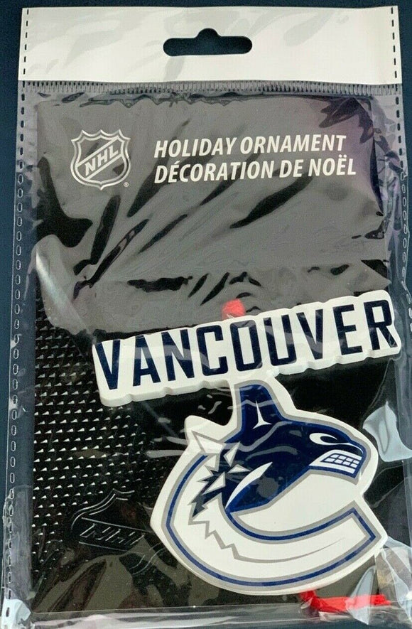Vancouver Canucks NHL Hockey Resin Logo with Satin Ribbon Christmas Tree Ornament