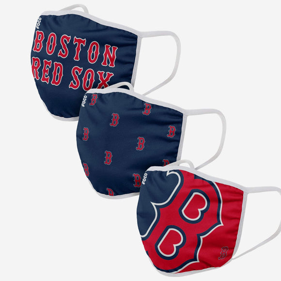 Boston Red Sox MLB Baseball Foco Pack of 3 Adult Face Covering Mask