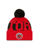 Youth Toronto Raptors New Era Red Sport Logo Cuffed Knit Hat with Pom