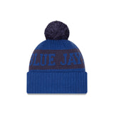 Men's Toronto Blue Jays New Era Blue Sport Logo Cuffed Knit Hat with Pom MLB Baseball