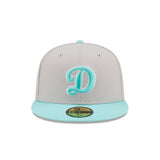Men's Los Angeles Dodgers "D" New Era Grey/Turquoise Spring Two-Tone 59FIFTY Fitted Hat