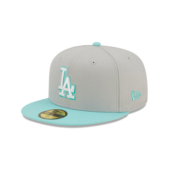Men's Los Angeles Dodgers New Era Grey/Turquoise Spring Two-Tone 59FIFTY Fitted Hat