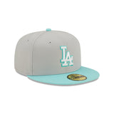 Men's Los Angeles Dodgers New Era Grey/Turquoise Spring Two-Tone 59FIFTY Fitted Hat