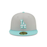 Men's Los Angeles Dodgers New Era Grey/Turquoise Spring Two-Tone 59FIFTY Fitted Hat