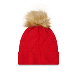 Women's Toronto Raptors New Era Red Flurry Snowy Cuffed Knit Hat with Pom