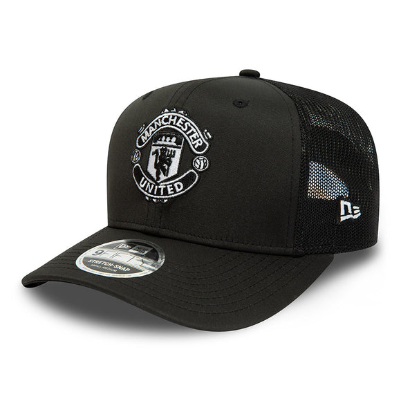 Men's New Era Black Manchester United Tonal Black White 9FIFTY Stretch Snapback Hat - M/L