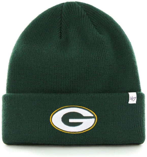 Men's Green Bay Packers NFL Football Raised Cuff Team Colour Knit Beanie Toque OSFM