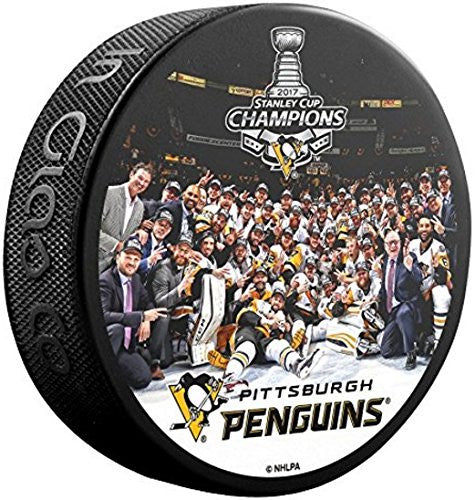 Pittsburgh Penguins Centre Ice 2017 Stanley Cup Champions Souvenir Hockey Puck - Bleacher Bum Collectibles, Toronto Blue Jays, NHL , MLB, Toronto Maple Leafs, Hat, Cap, Jersey, Hoodie, T Shirt, NFL, NBA, Toronto Raptors