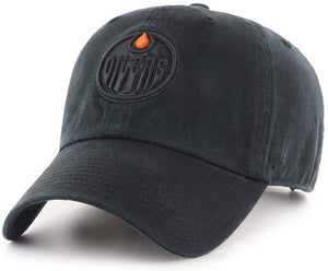 Men's Edmonton Oilers Black on Black Clean up Adjustable Hat Cap One Size Fits Most