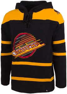 Men's Vancouver Canucks 1985 Retro Logo NHL Hockey '47 Brand Heavyweight Jersey Lacer Hoodie