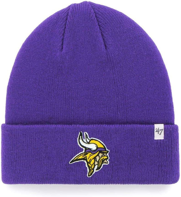 Men's Minnesota Vikings NFL Football Raised Cuff Team Colour Knit Beanie Toque OSFM