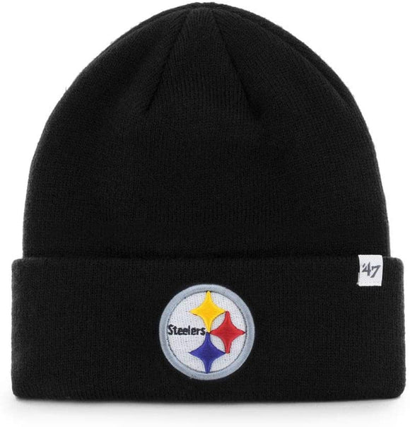 Men's Pittsburgh Steelers NFL Football Raised Cuff Team Colour Knit Beanie Toque OSFM