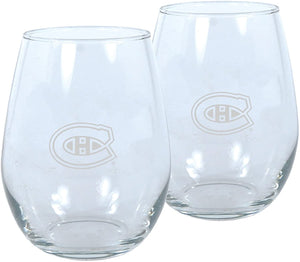 Montreal Canadiens NHL Hockey Stemless Wine Glass Set of Two 17oz in Gift Box