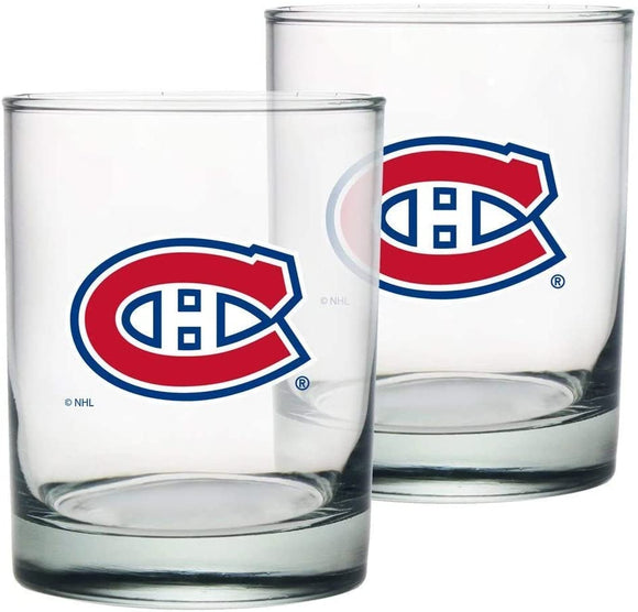 Montreal Canadiens Rocks Glass Set of Two 13.5oz NHL Hockey - Mustang Glassware
