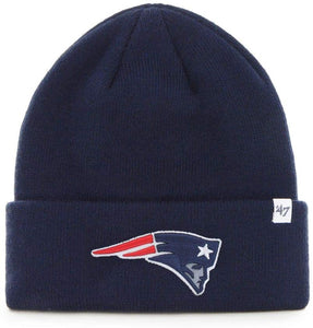 Men's New England Patriots NFL Football Raised Cuff Team Colour Knit Beanie Toque OSFM