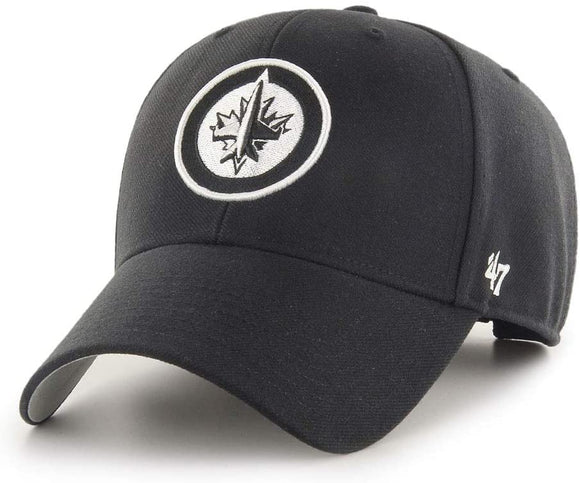 Winnipeg Jets '47 NHL MVP Black White Structured Adjustable Strap One Size Fits Most Hat Cap