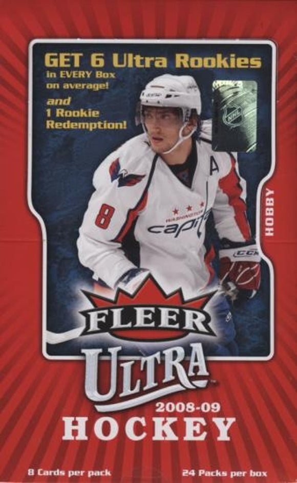 2008/09 Fleer Ultra Hockey Hobby Box 24 packs per box, 8 cards per pack