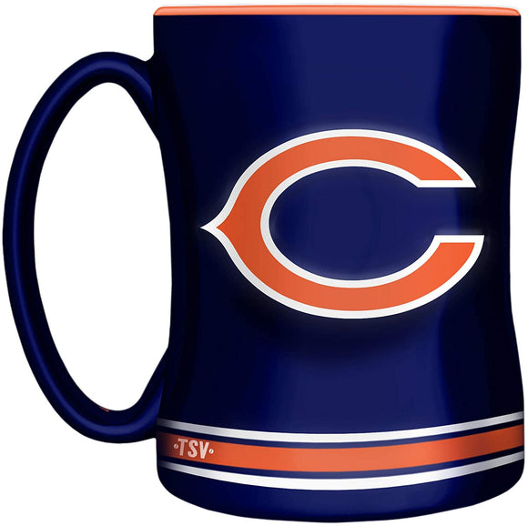 Chicago Bears Primary Logo Navy Orange NFL Football 14oz Sculpted C-Handle Mug
