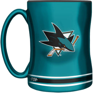 San Jose Sharks Primary Logo Teal Black NHL Hockey 14oz Sculpted C-Handle Mug