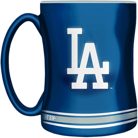 Los Angeles Dodgers Primary Logo Blue Grey MLB Baseball 14oz Sculpted C-Handle Mug