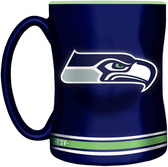 Seattle Seahawks  Primary Logo Navy Green NFL Football 14oz Sculpted C-Handle Mug